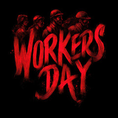  WORKERS DAY text design with workers