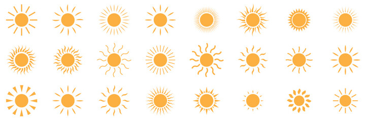  sun vector icon set .  sun icons set, sunshine and solar glow . eps 10 