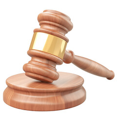Cute 3D plasticine illustration of a gavel, clay style icon for auction and justice, isolated element representing decision, law, and final judgment.
