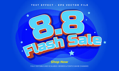8.8 Flash Sale shopping banner with editable text, on blue gradient background for Flash Sale campaign, special offer used for online sales website
