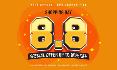 8.8 shopping day sale banner with editable number text, available for use on online shopping websites or in social media ads