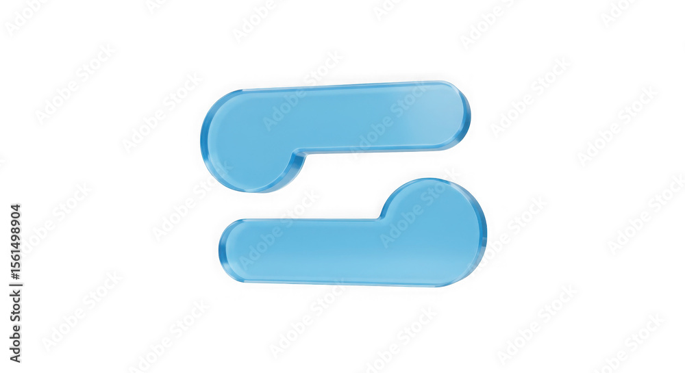 Fototapete blue abstract connection: this digital rendering features two blue, abstract shapes connecting horiz