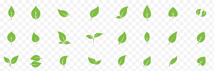 Bold and Beautiful 24 Unique Lips Icons in Striking . Leaves icon on isolated background. Collection green leaf.   