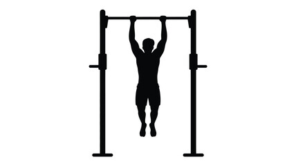Silhouette of a man performing a pull up exercise on a horizontal bar