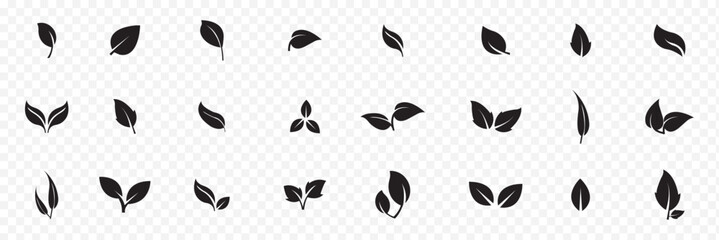 Bold and Beautiful 24 Unique Lips Icons in Striking . Leaves icon on isolated background. Collection green leaf.   