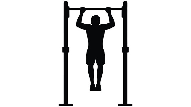 Silhouette of a man performing a pull up exercise on a horizontal bar