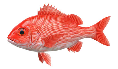 Obraz premium Isolated red snapper fish close up for seafood restaurant menu and fishing guide art on transparent background
