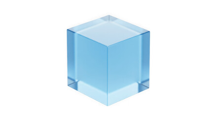 Fototapeta premium Geometric Gem: An elegant translucent, aqua cube of glass shines with a captivating inner depth, perfect for digital designs.