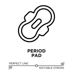 The line icon vector illustrates period pad. The line icon is isolated on a transparent background and can be edited as needed
