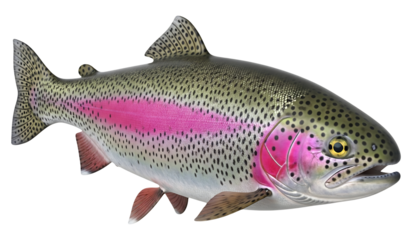 Rainbow trout close up detailed image for fishing enthusiasts and fish lovers art on transparent background