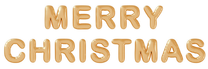 3D画像_風船_MERRY CHRISTMAS_ゴールド