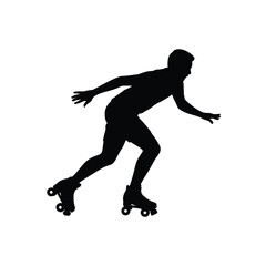 Silhouette of a person roller skating with speed and motion