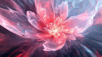 Obraz premium Abstract Pink and Red Flower Digital Fractal Art with Soft Glow