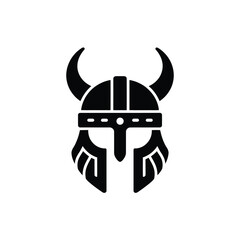 Stylized viking helmet icon with horns and face guard