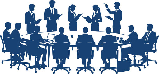Business Collaboration Silhouette – Vector People in Conference

