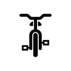 Stylized black silhouette of a bicycle front end with handlebars and pedals