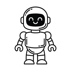 Friendly cartoon robot with a happy face and simple design