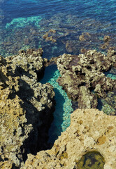 Crystal Clear Turquoise Waters Amidst Rocky Mediterranean Coastline Formations