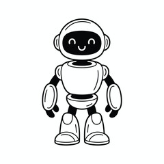 Cute cartoon robot character with a happy smiling face and simple design