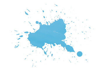 Obraz premium Bright light blue watercolor or ink stains with watercolor marks. Brush strokes and watercolor splashes set on a transparent background.