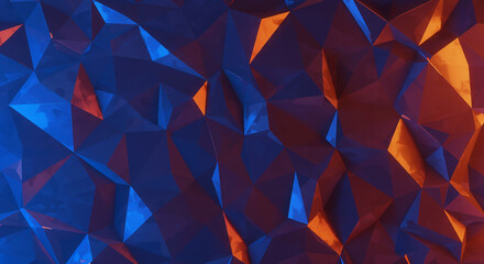 Abstract blue background with a colorful geometric polygon pattern, ideal for modern design wallpaper