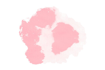 Bright pink watercolor or ink stain with watercolor marks. Brush strokes and watercolor splashes set on transparent background.