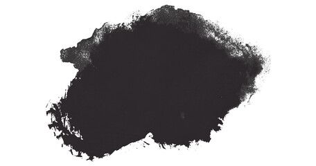 Bright black watercolor or ink stains with watercolor marks. Brush strokes and watercolor splashes set on a transparent background.