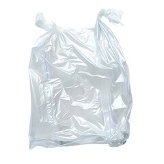 Crumpled plastic shopping bag isolated on black background