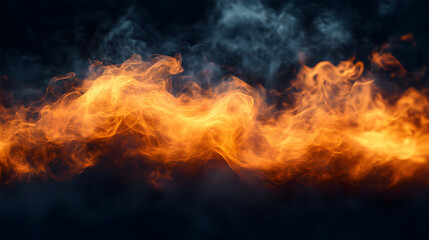  Intense flames dance vividly against a dark background, creating a dramatic scene.