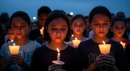 Children Hold Candles in Remembrance A Moment of Reflection and Hope