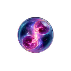 Abstract Cosmic Energy Sphere Vibrant Purple and Blue Nebula Within Glass Orb