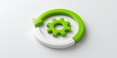 Circular loading icon with gear symbol indicating process management and settings.