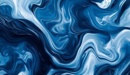 Obraz premium Abstract swirling, vibrant blue and white paint texture