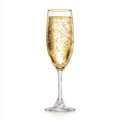 Champagne in a Gold Rimmed Glass , PNG isolated cut out image