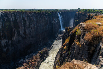 waterfall and valley in Victoria Falls National Park