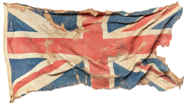 A vintage British Union Jack flag waving - Powered by Adobe