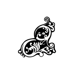 Illustration of ornate flourish design element vector graphic for vintage decoration and embellishment in black and white style vector