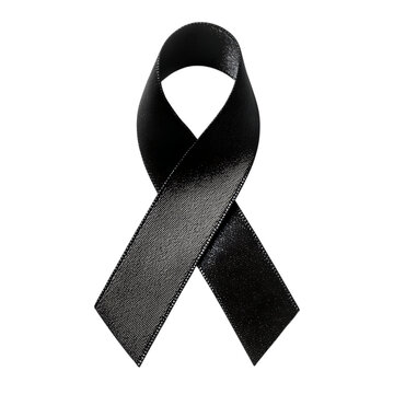 Symbol of mourning black ribbon isolated on transparent background