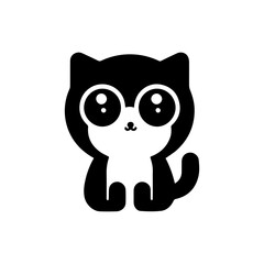 A cheerful kitten with giant eyes and a tiny tail