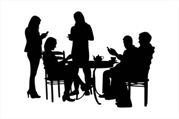 Professional Business Meeting Silhouettes - Corporate Team Discussion