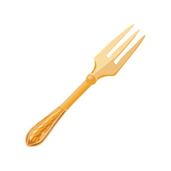 Luxury Golden Dessert Fork Vector with Ornate Handle and Antique Design