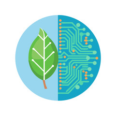 Green Technology and Eco-Friendly Circuit Board Icon Vector for Sustainable Innovation