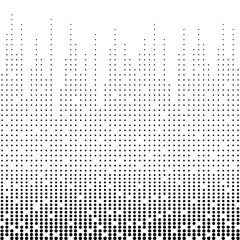 Halftone. Black dots on a white background. A pattern of round black dots of different sizes. The dots form gradients, waves or even patterns.