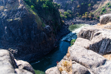high angle view of the valley and river
