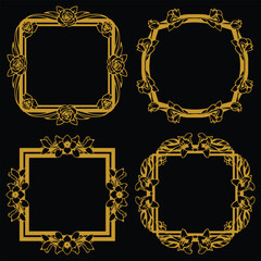Sophisticated Floral Frames Premium Decorative Elements Set Chic Style