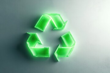 White background with soft glow forming around an abstract green recycle icon