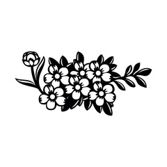 Illustration of floral vector design of blossom flowers and leaves for graphic design and creative projects with petals vector