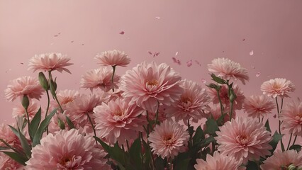 flowers composition pink flowers on pastel pink seamless looping overlay 4k virtual video animation background