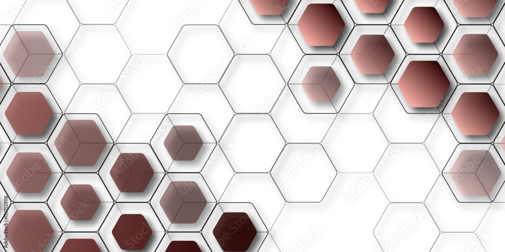 Canvas Prints rose gold and white 3d hexagon technology background abstract geometric honeycomb pattern with futur