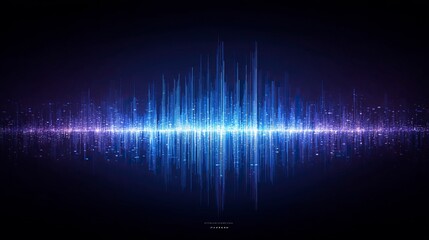 Abstract blue background with sound waves and equalizer, data technology concept vector illustration design in the style